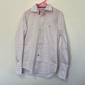 Meltin Pot full button up striped cotton blend long sleeve collard shirt…